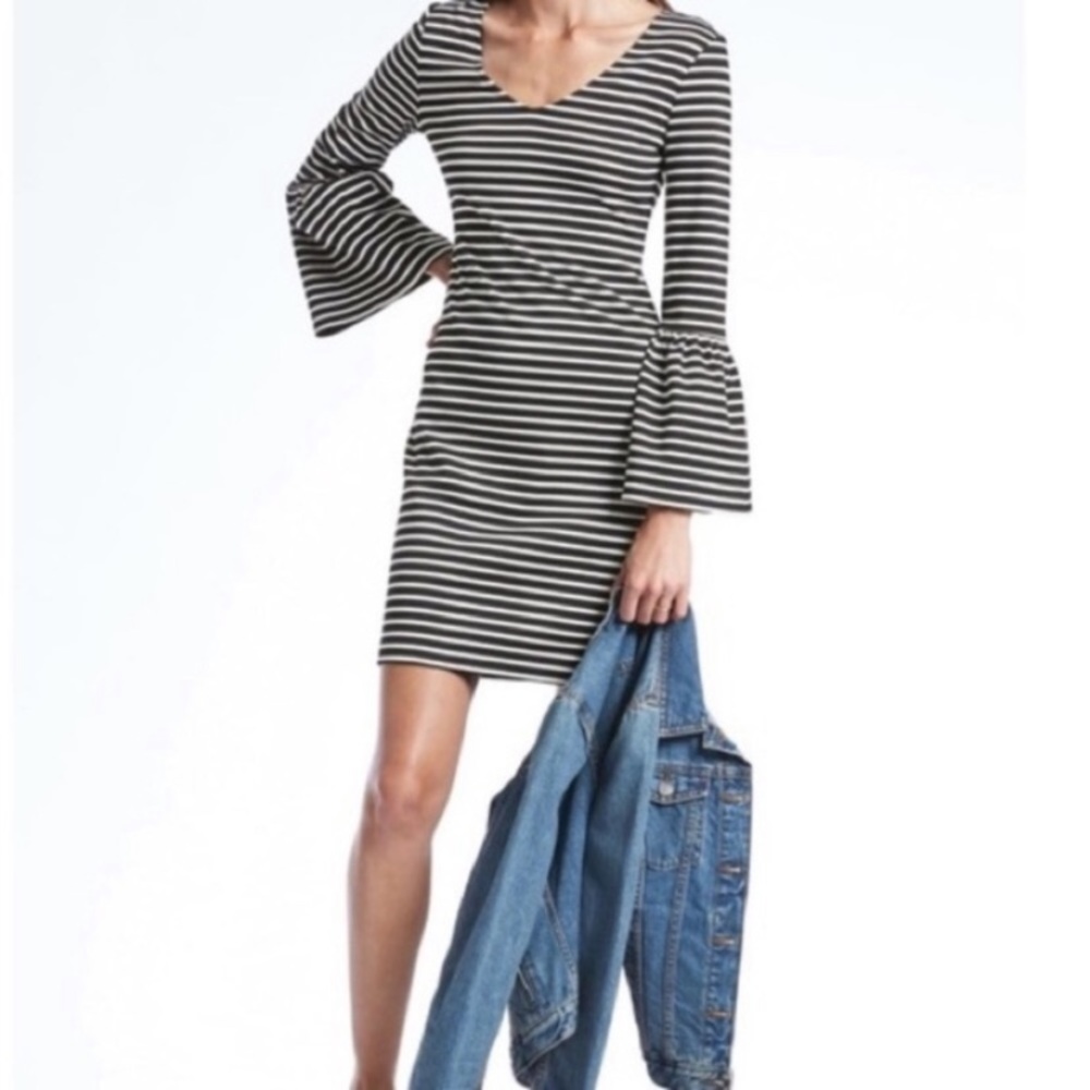 Banana Republic Striped Bell Sleeve Dress NWOT